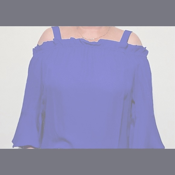 🆕 J Crew Solid Blue Cold Shoulder Top. Size 12 - Picture 11 of 11
